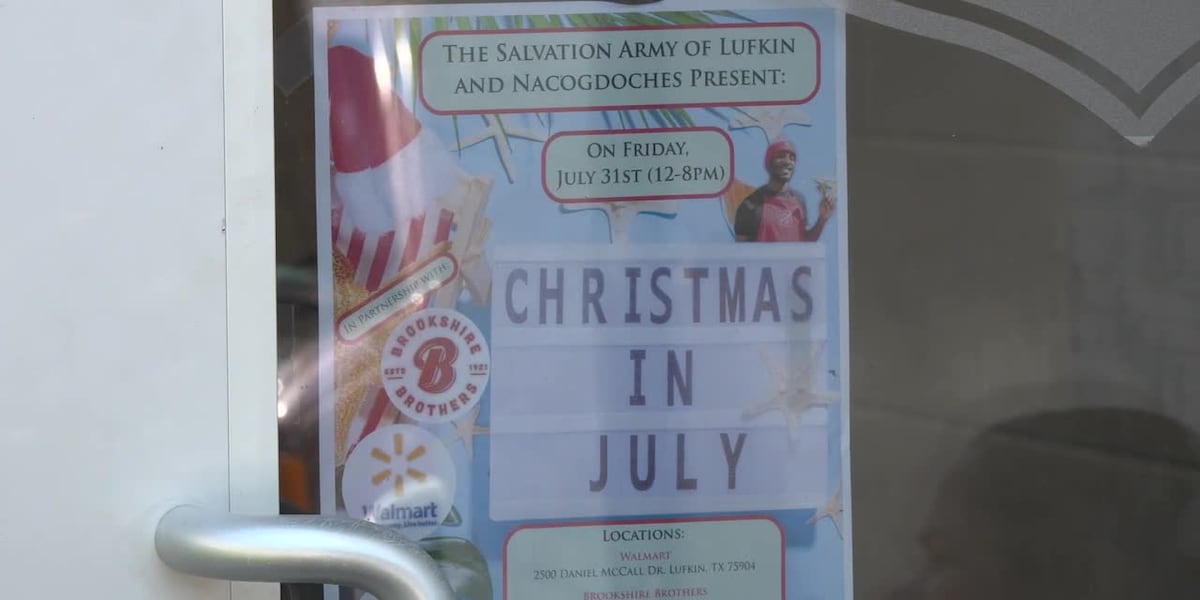 Salvation Army holding Christmas in July kettle ringing event in Lufkin, Nacogdoches
