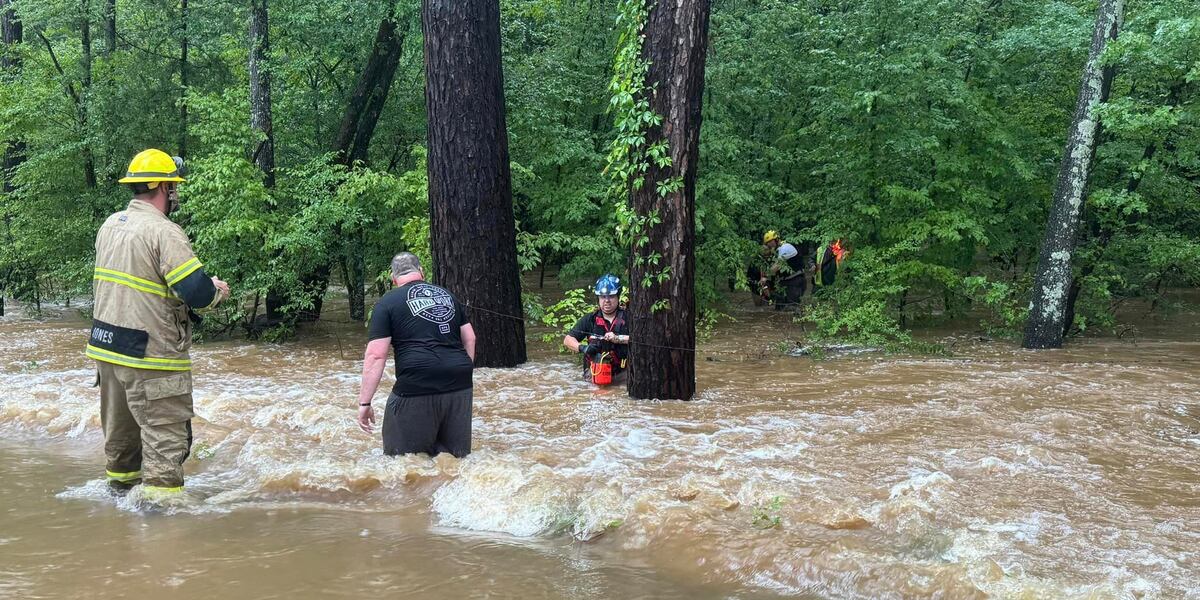 Rusk County authorities rescue person from submerged vehicle swept off road