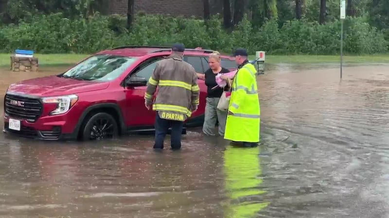 WATCH: Driver rescued from flooded vehicle on East Douglas Boulevard