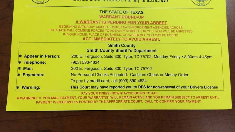 Smith County warrant roundup set March 5