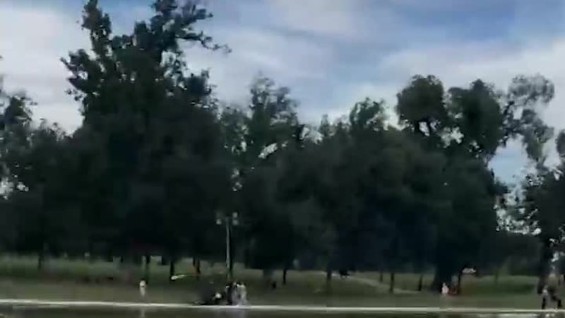 Some blue material at the bottom of the Lincoln Memorial Reflecting Pool is peeling off. (CNN,...